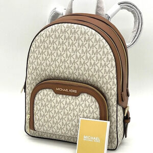 Michael Kors Jaycee Medium Zip Packet Backpack Vanilla/Brown